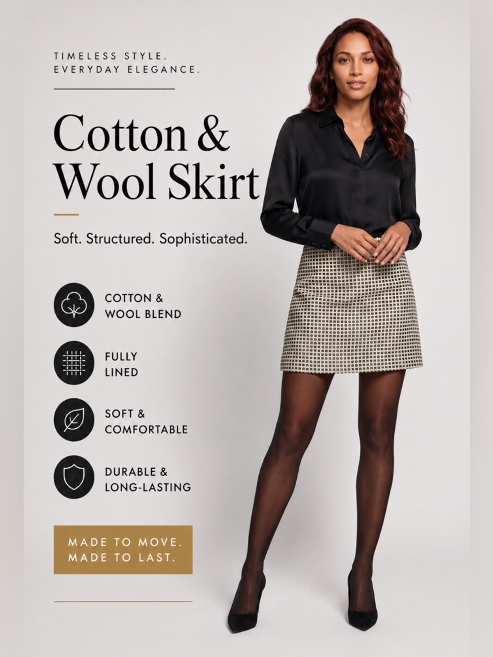 Banana Republic Cotton & Wool Blend Mini Skirt | Fully Lined | Size 8